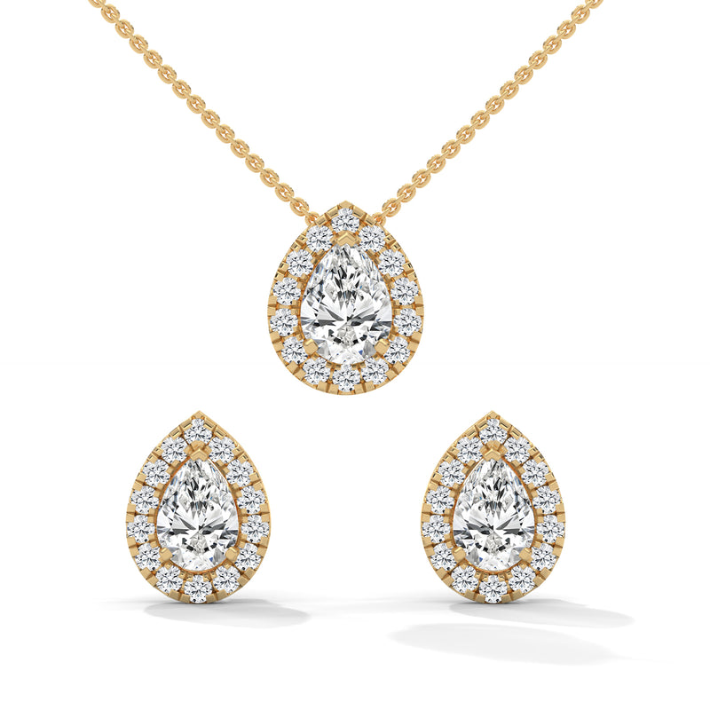 Celestial Teardrop Halo Earring Set