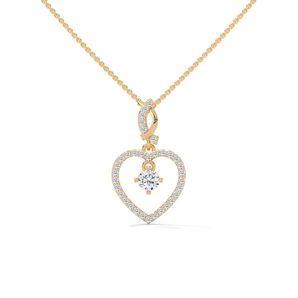 Floating Heart Solitaire Pendant Set