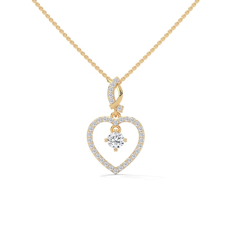 Floating Heart Solitaire Pendant Set