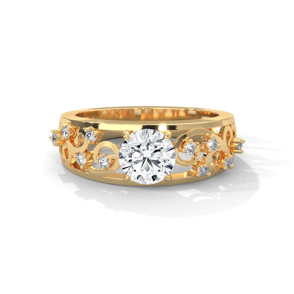 Filigree Scroll Solitaire Ring