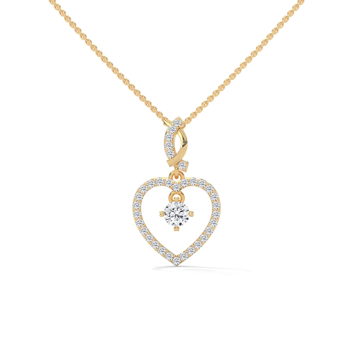 Floating Heart Solitaire Pendant Set