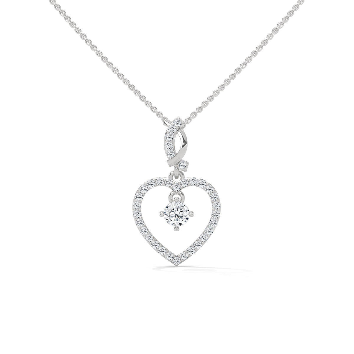 Floating Heart Solitaire Pendant Set