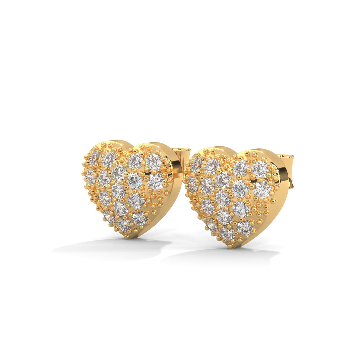Pave Heart Cluster Studs