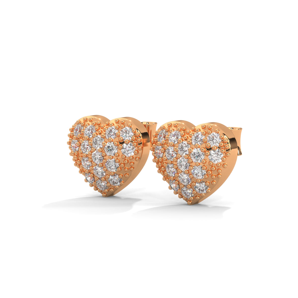 Pave Heart Cluster Studs