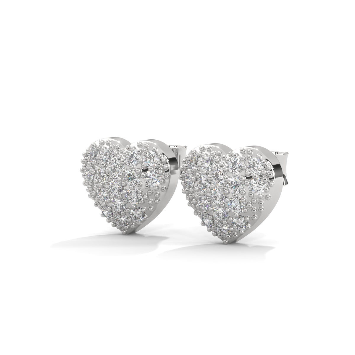 Pave Heart Cluster Studs