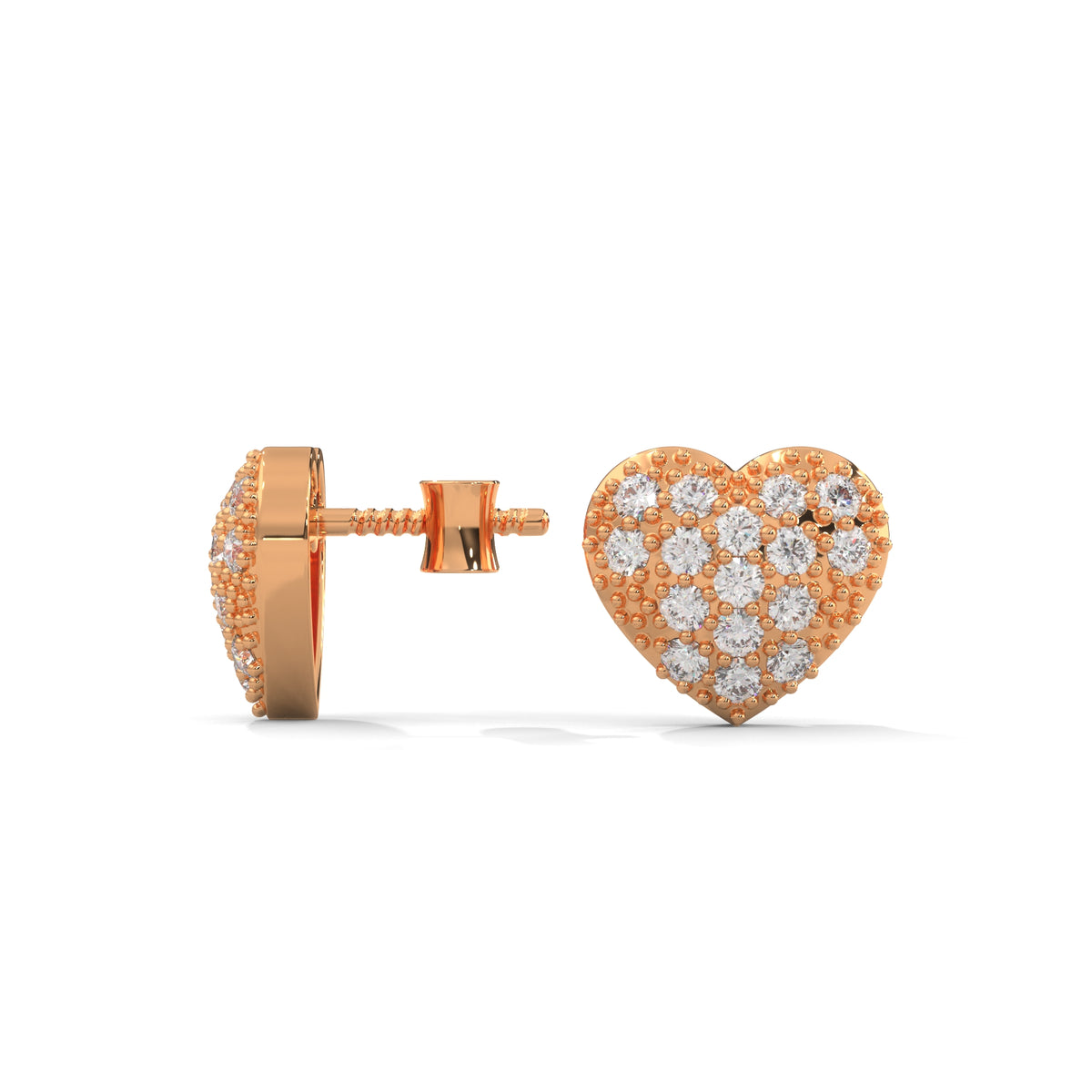 Pave Heart Cluster Studs
