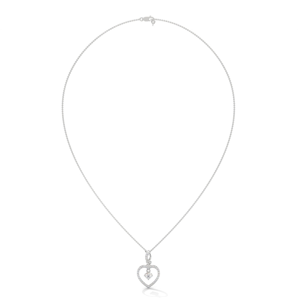 Floating Heart Solitaire Pendant Set