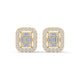 Baguette Halo Cluster Stud Earrings