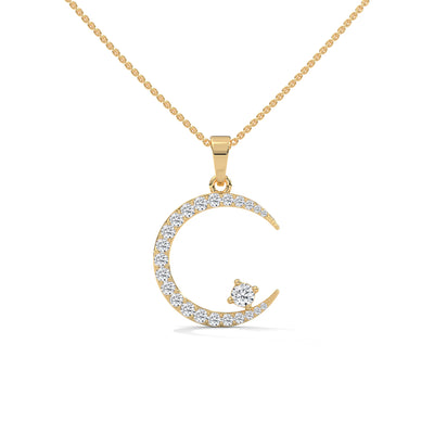 Crescent Solitaire Moon Pendant — IGI Certified Diamond Jewellery | My Carat India