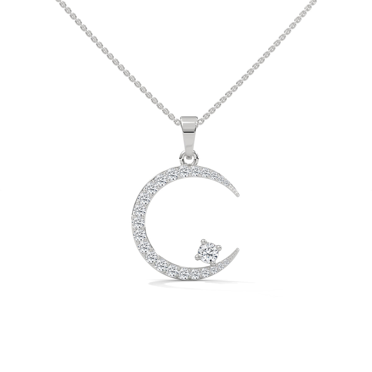 Crescent Solitaire Moon Pendant