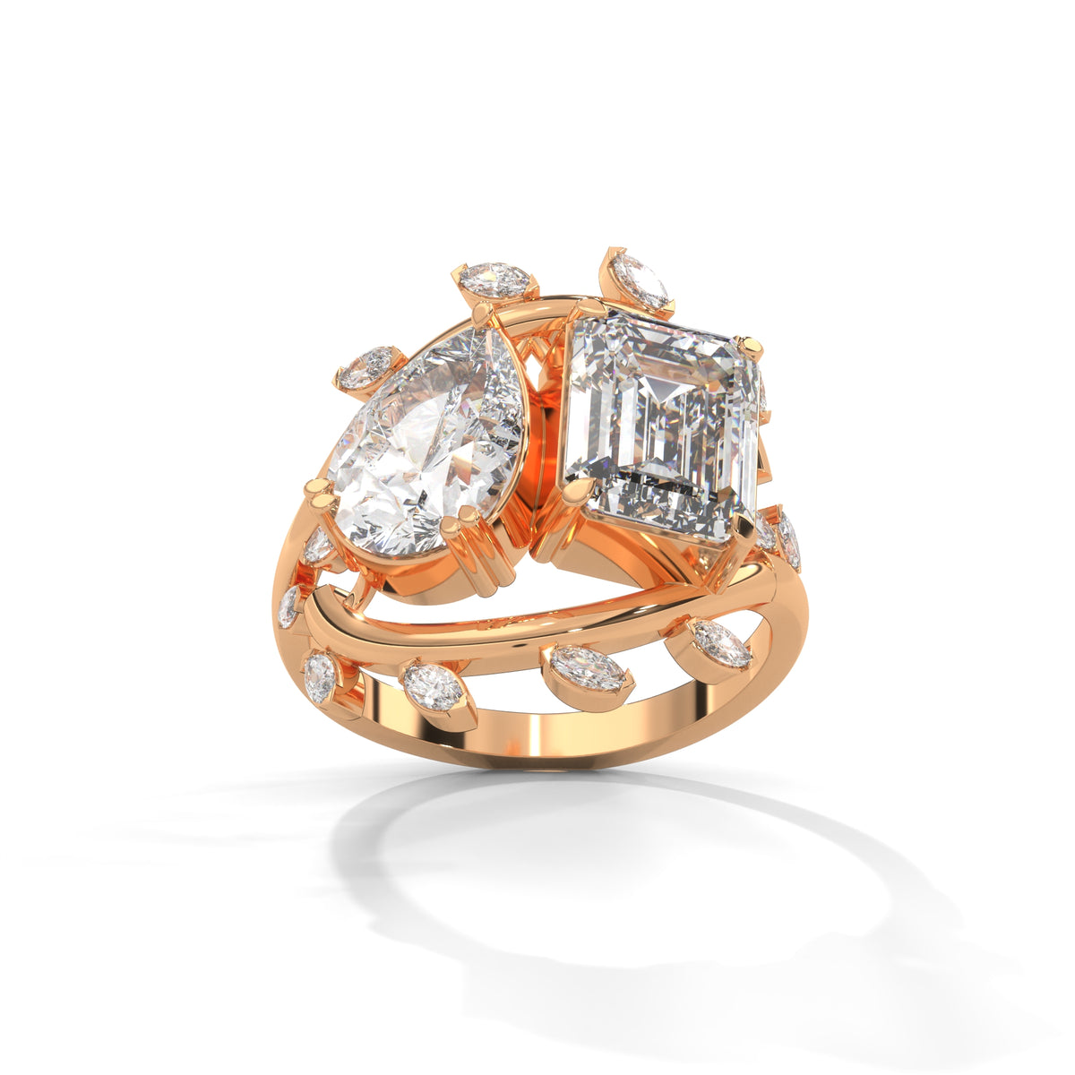 Celestial Bloom Toi et Moi Ring