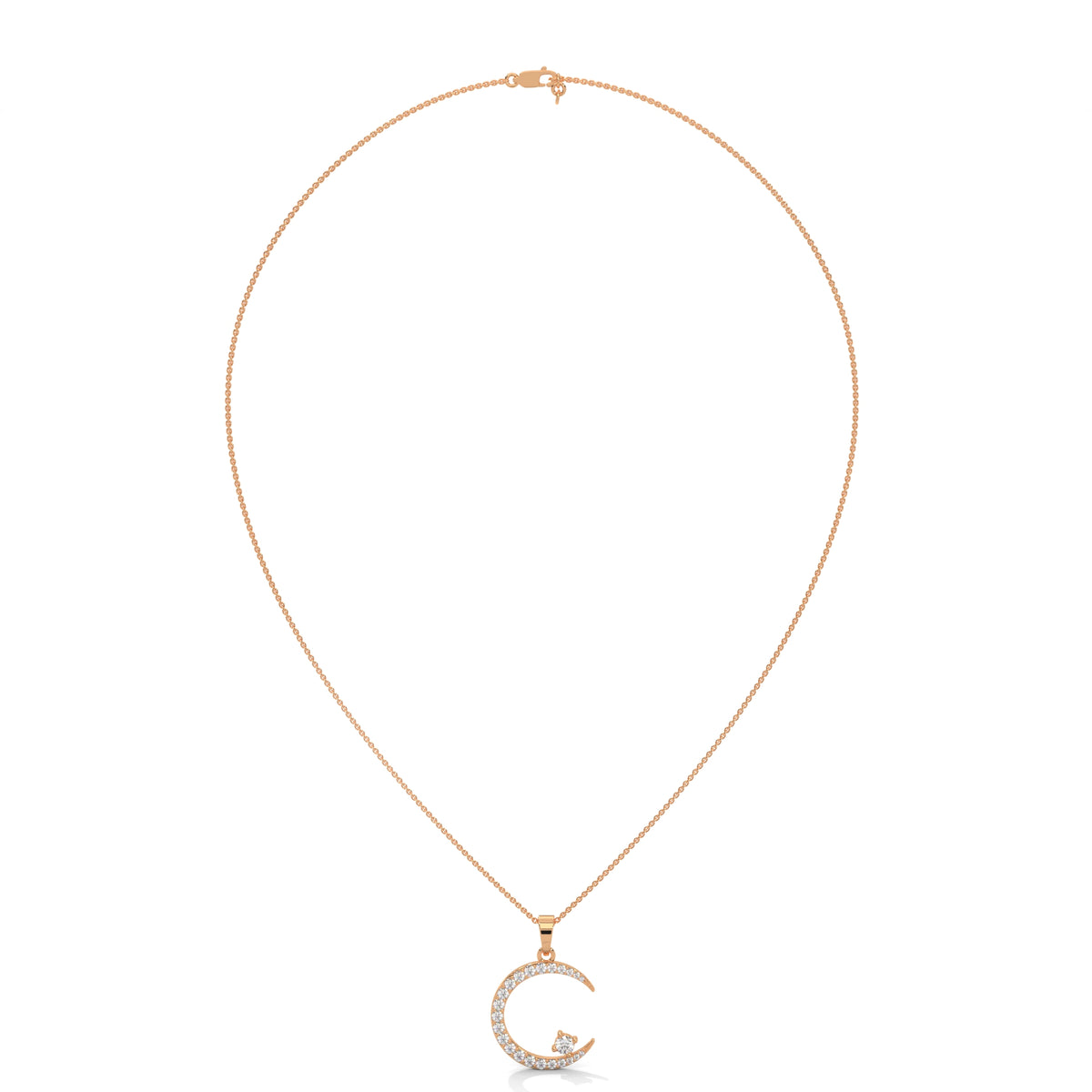 Crescent Solitaire Moon Pendant
