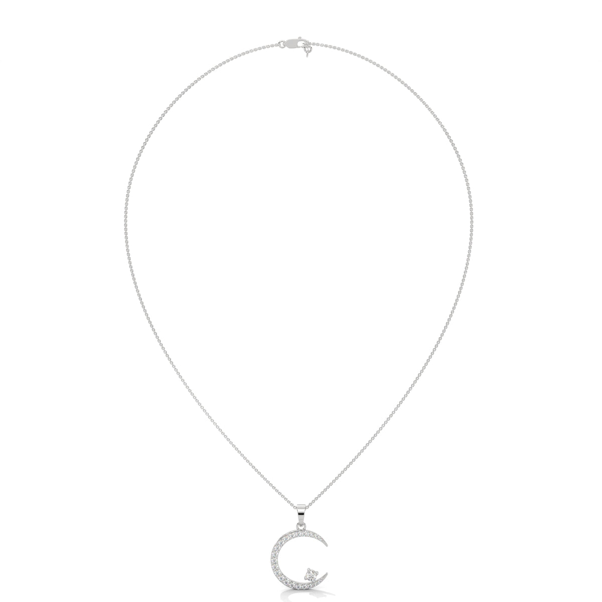 Crescent Solitaire Moon Pendant