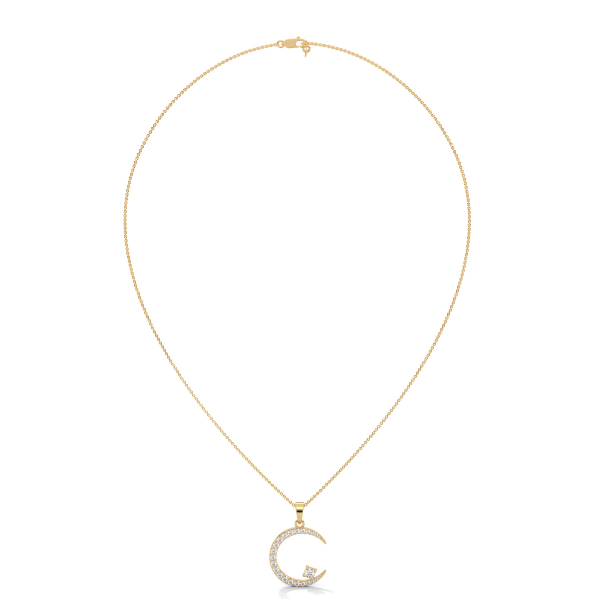 Crescent Solitaire Moon Pendant
