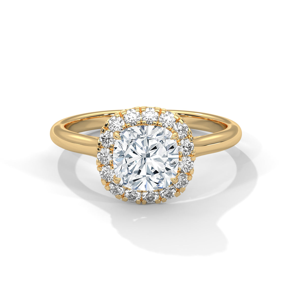 Cushion Halo Solitaire Ring