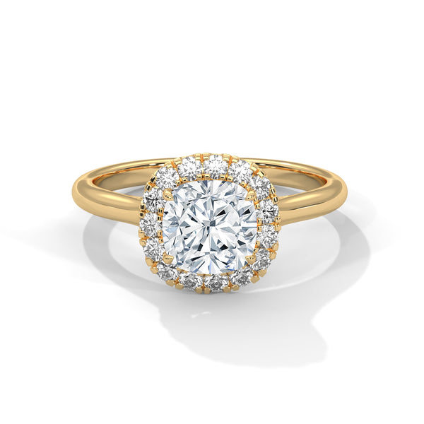 Cushion Halo Solitaire Ring