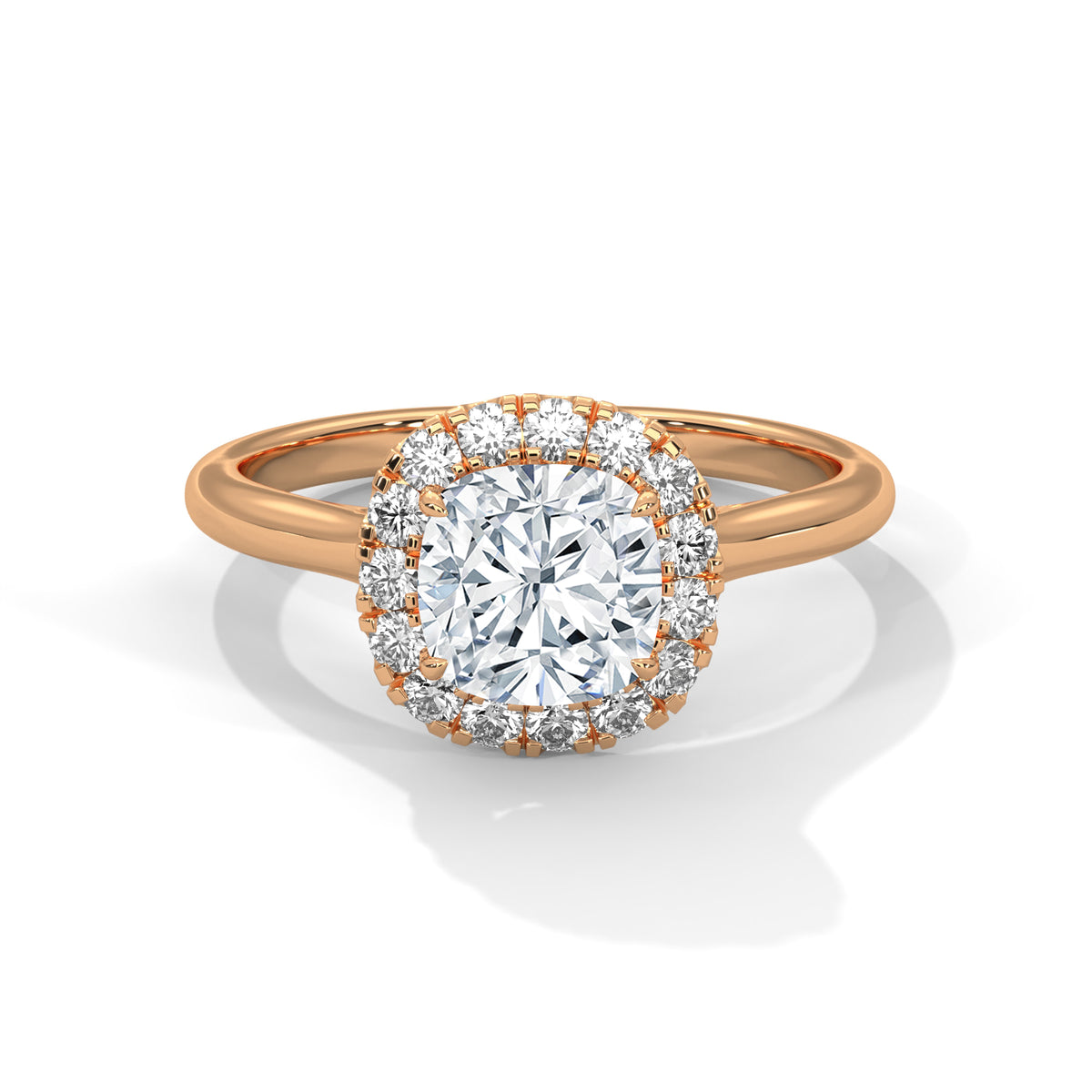 Cushion Halo Solitaire Ring