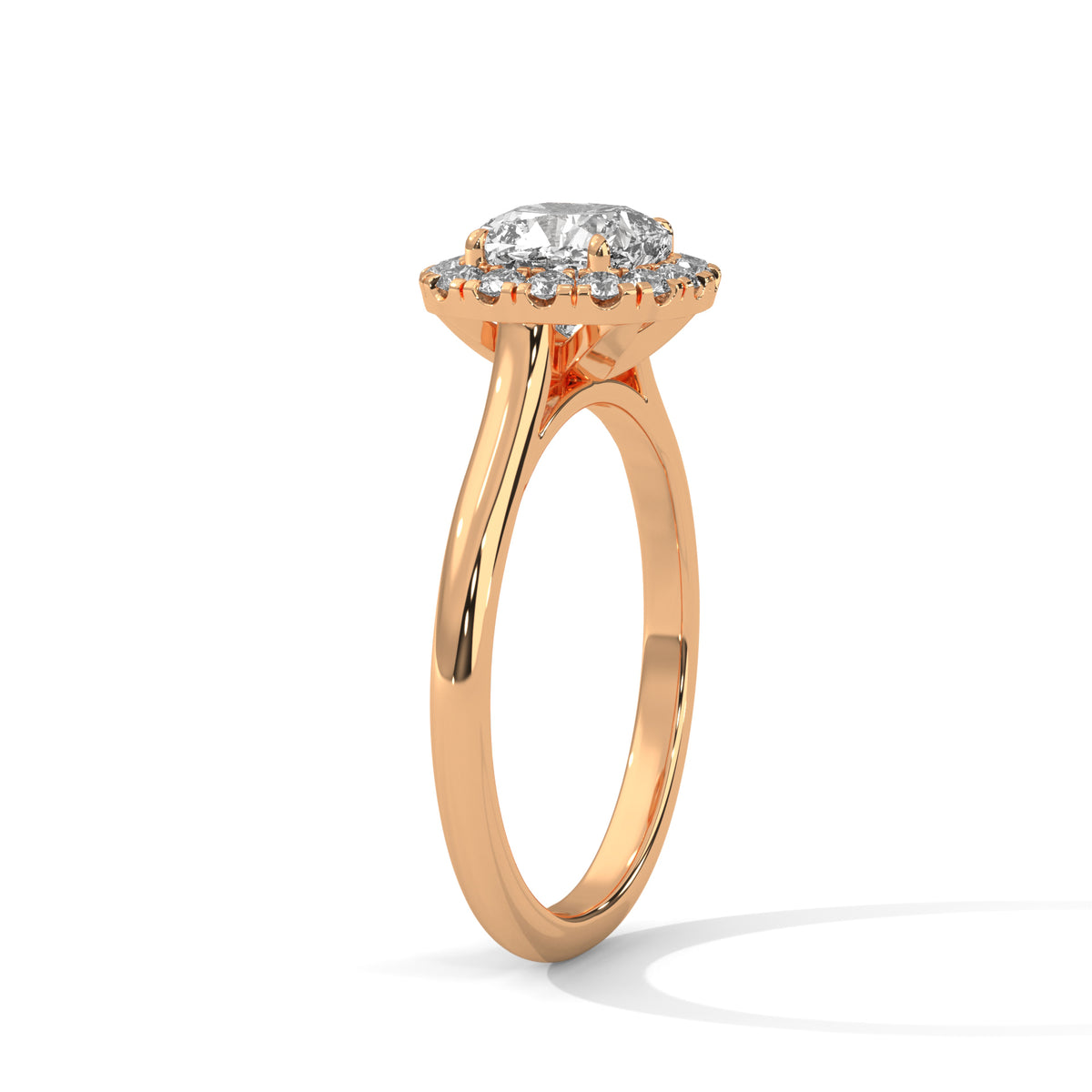 Cushion Halo Solitaire Ring