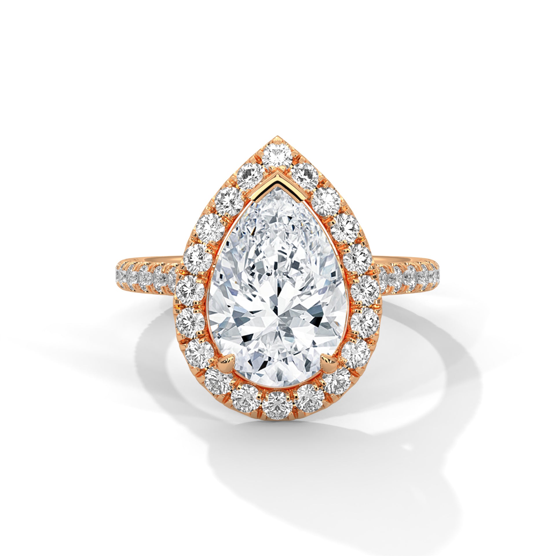 Teardrop Halo Solitaire Ring