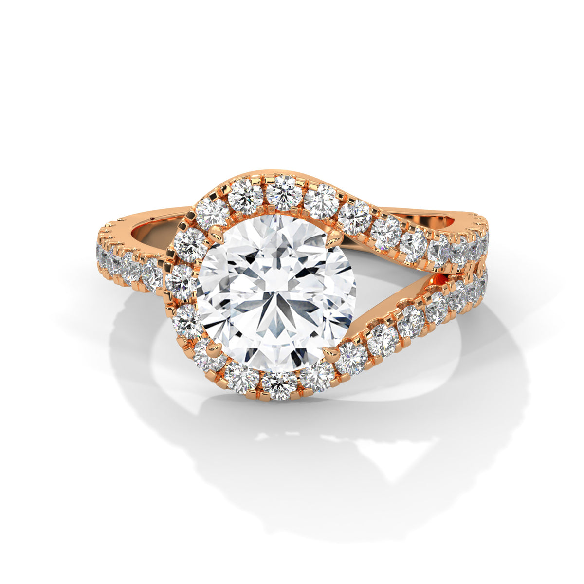 Celestial Swirl Halo Solitaire Ring