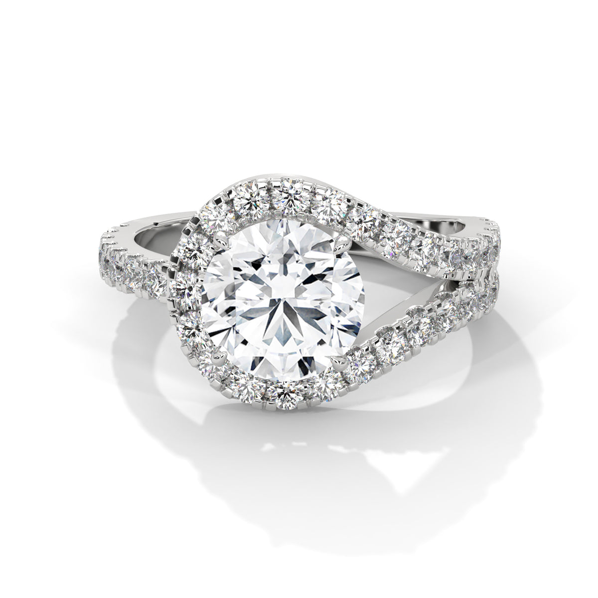 Celestial Swirl Halo Solitaire Ring