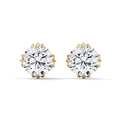 Bloom Crown Solitaire Earrings — IGI Certified Diamond Jewellery | My Carat India