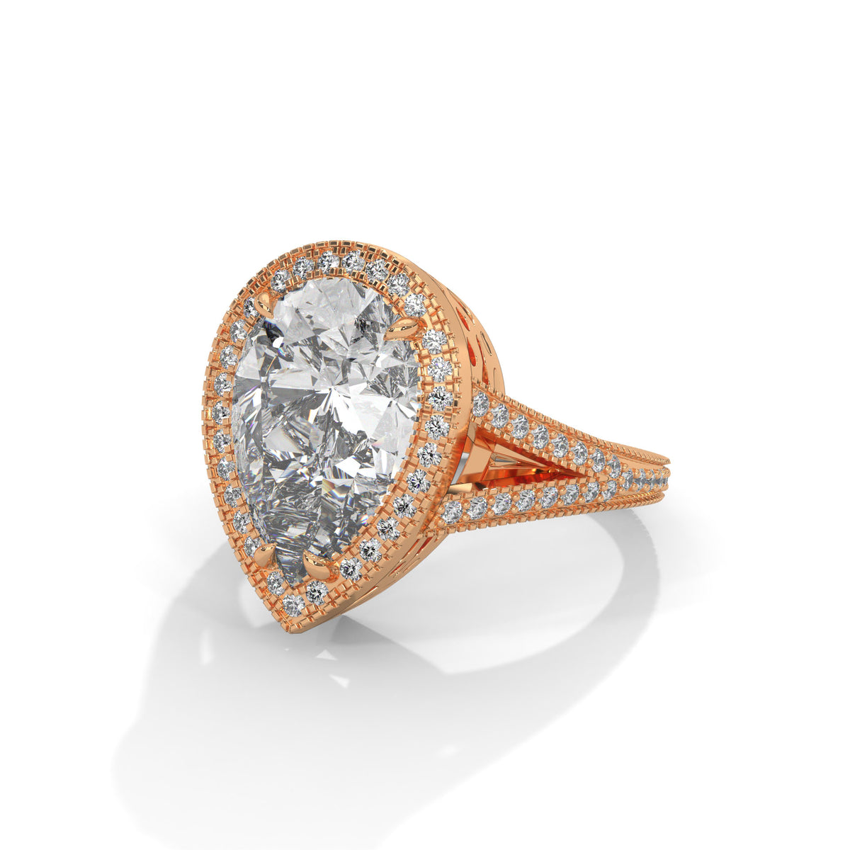 Teardrop Halo Splendour Ring