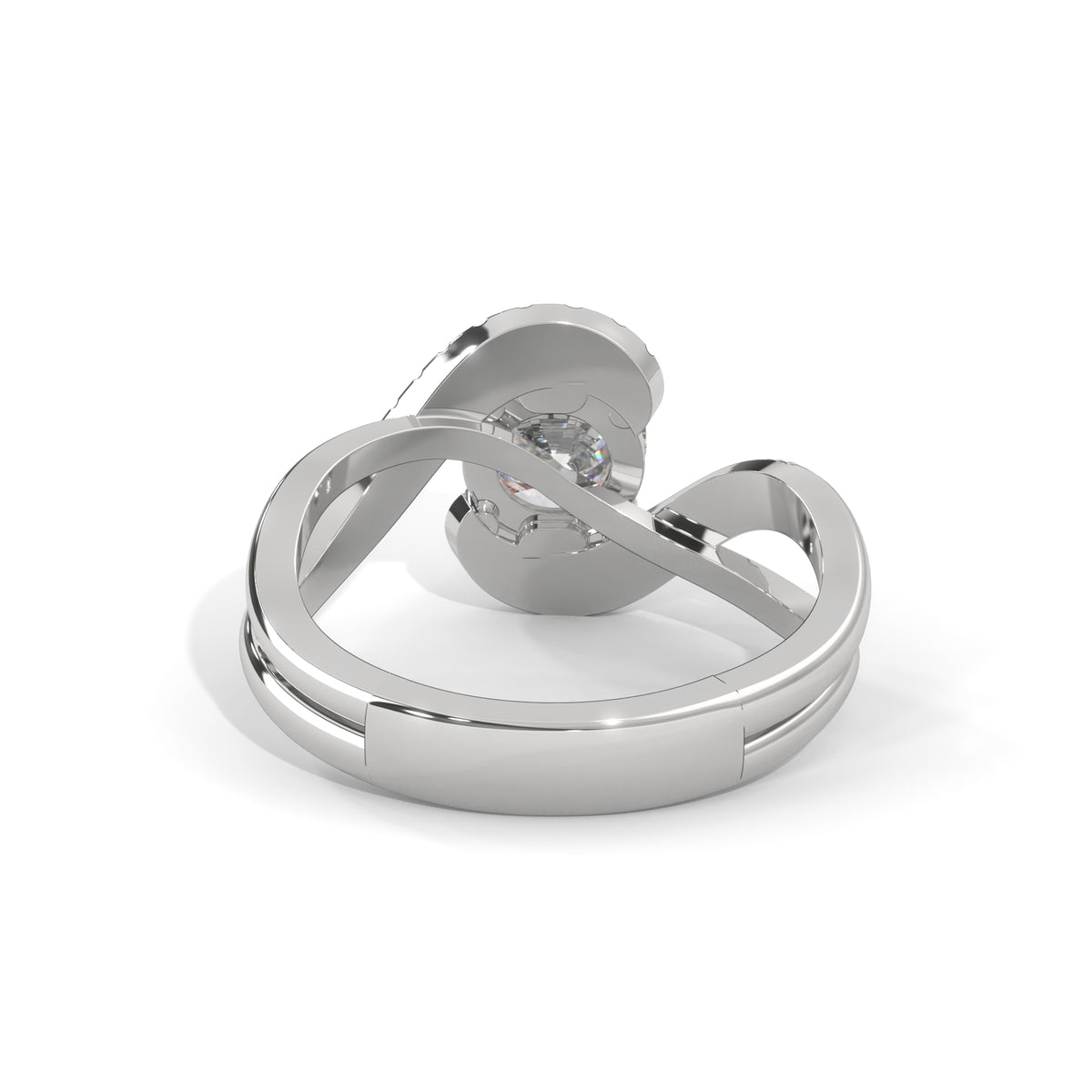 Swirl Halo Solitaire Ring
