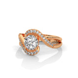 Swirl Halo Solitaire Ring