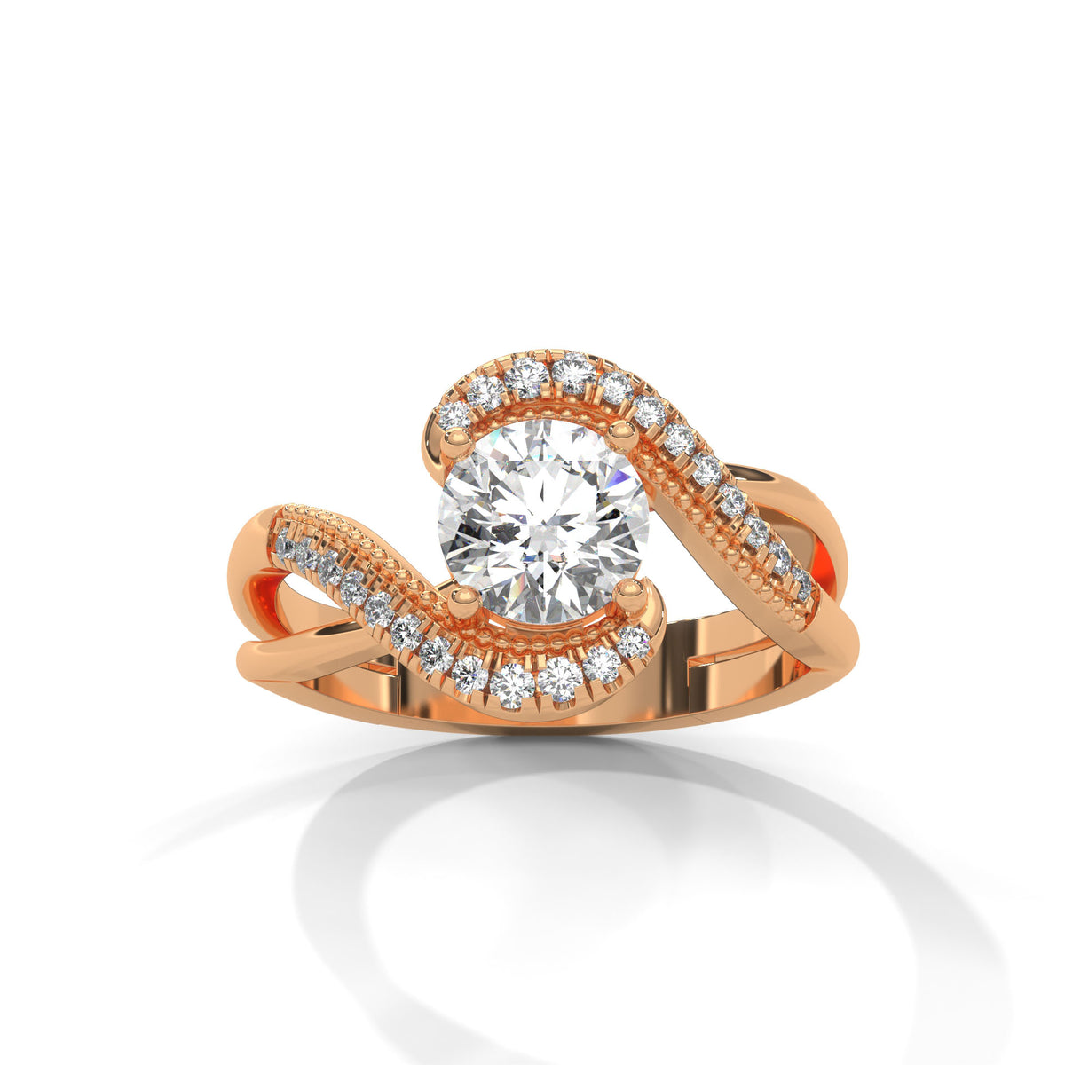 Swirl Halo Solitaire Ring