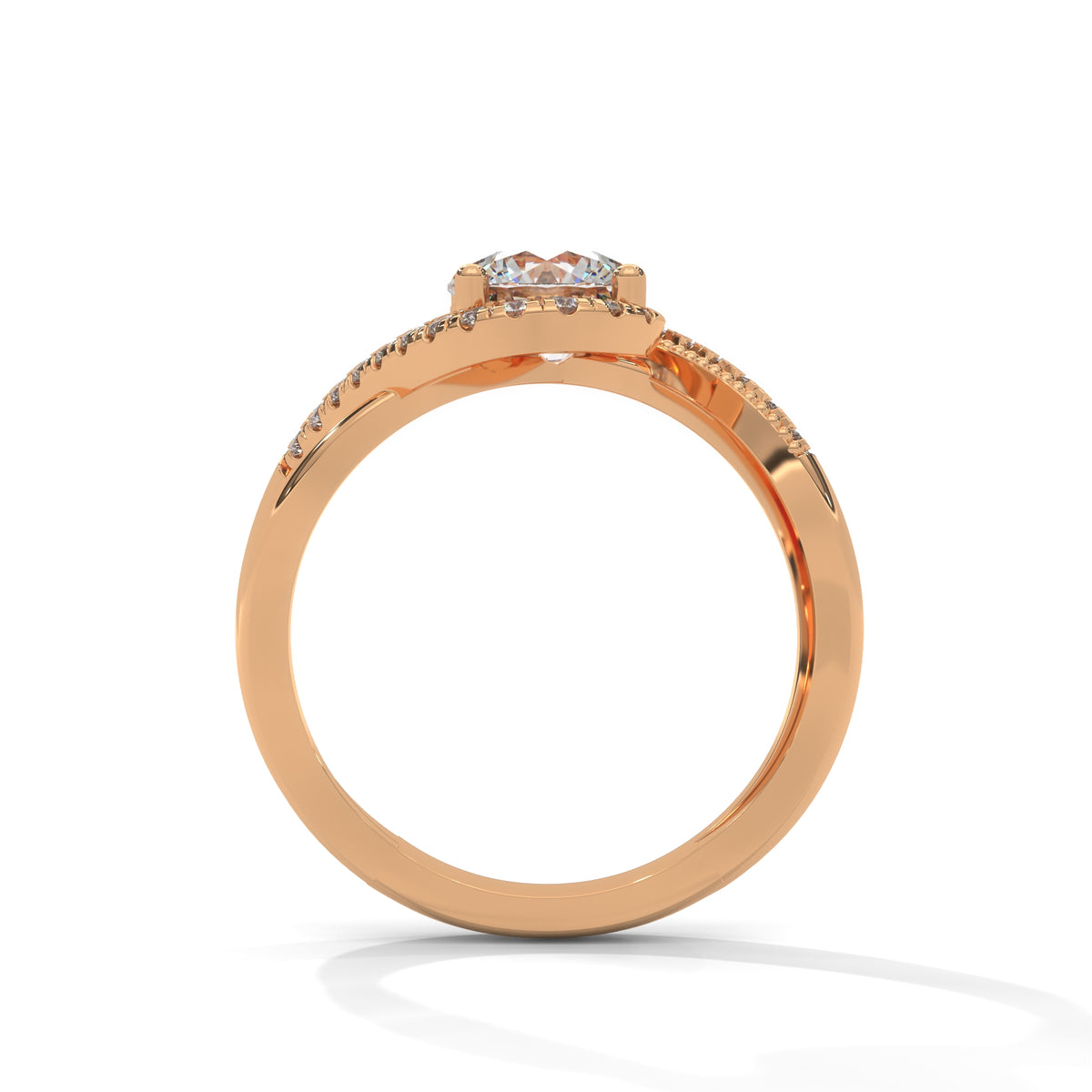 Swirl Halo Solitaire Ring