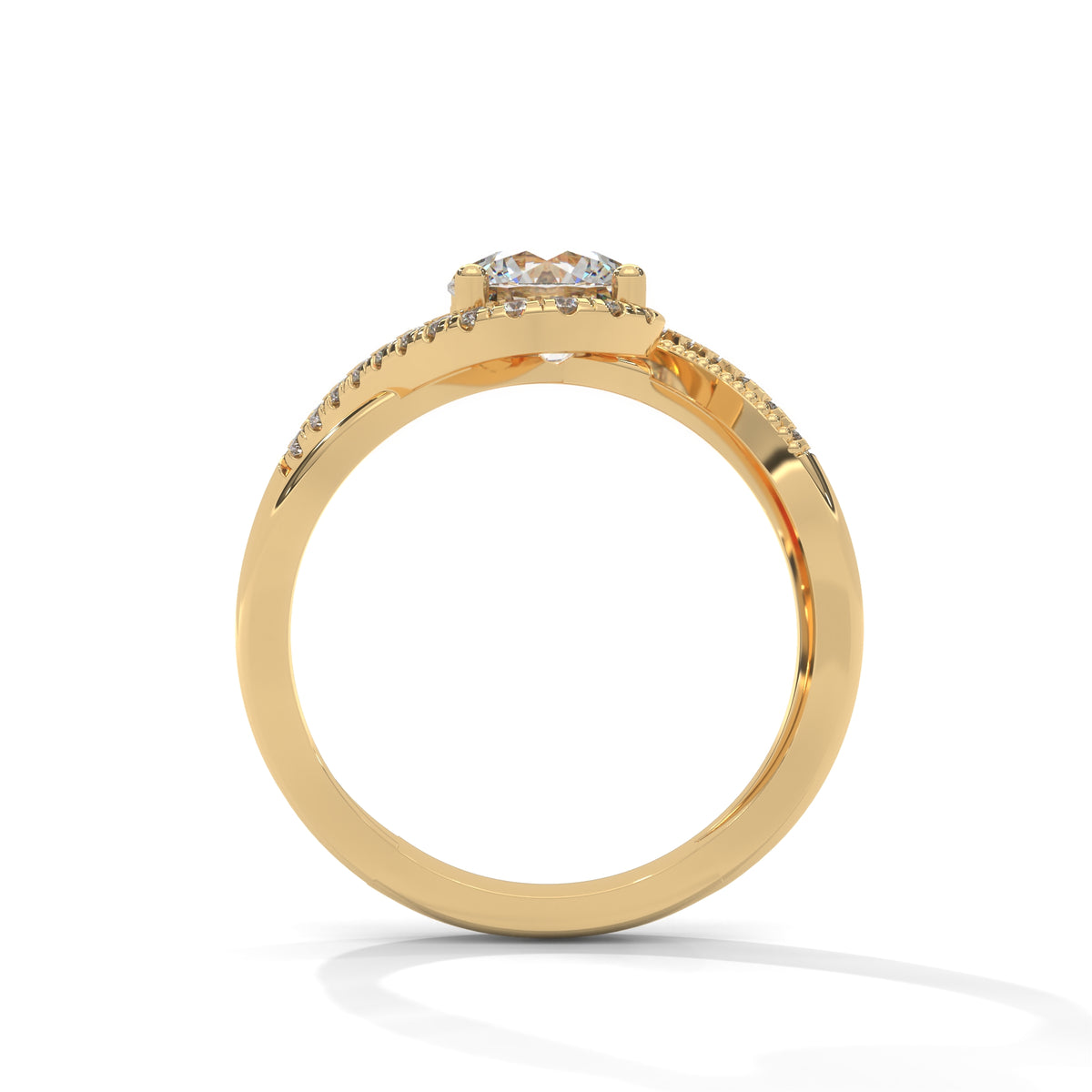 Swirl Halo Solitaire Ring