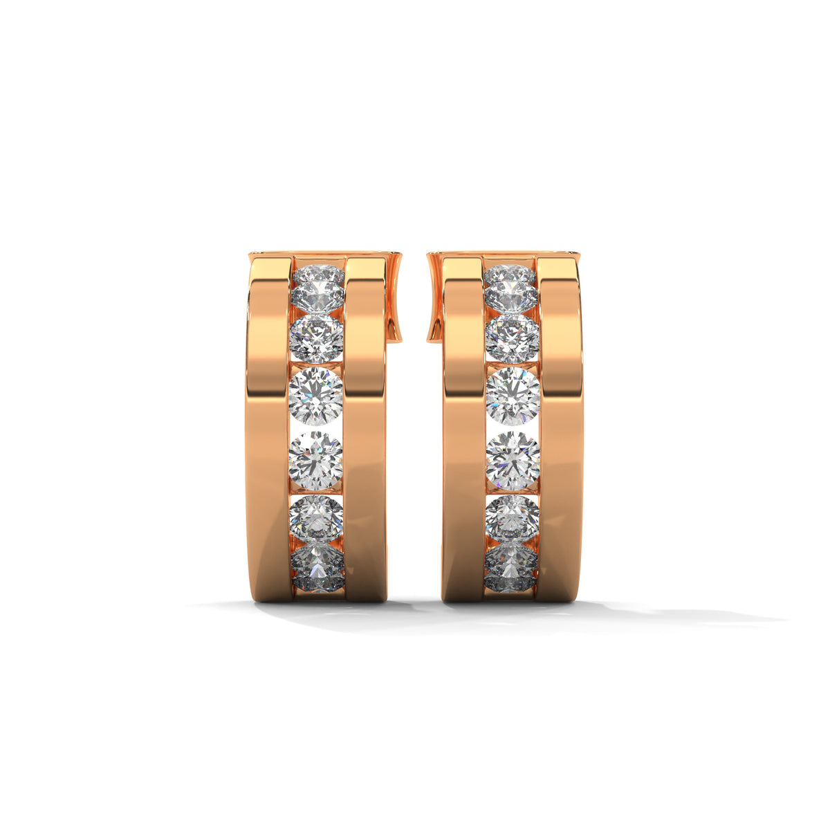 Brilliant Row Huggie Earrings