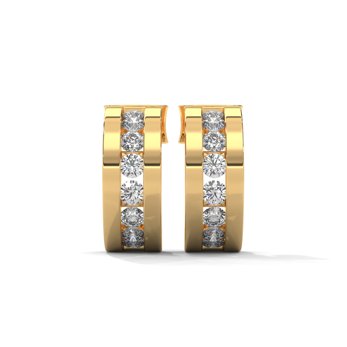 Brilliant Row Huggie Earrings