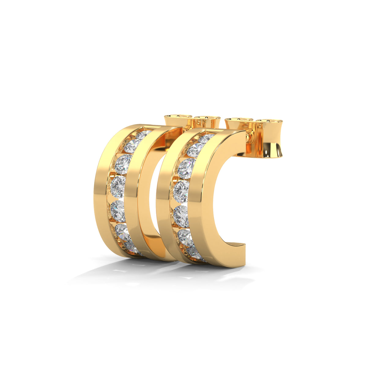 Brilliant Row Huggie Earrings