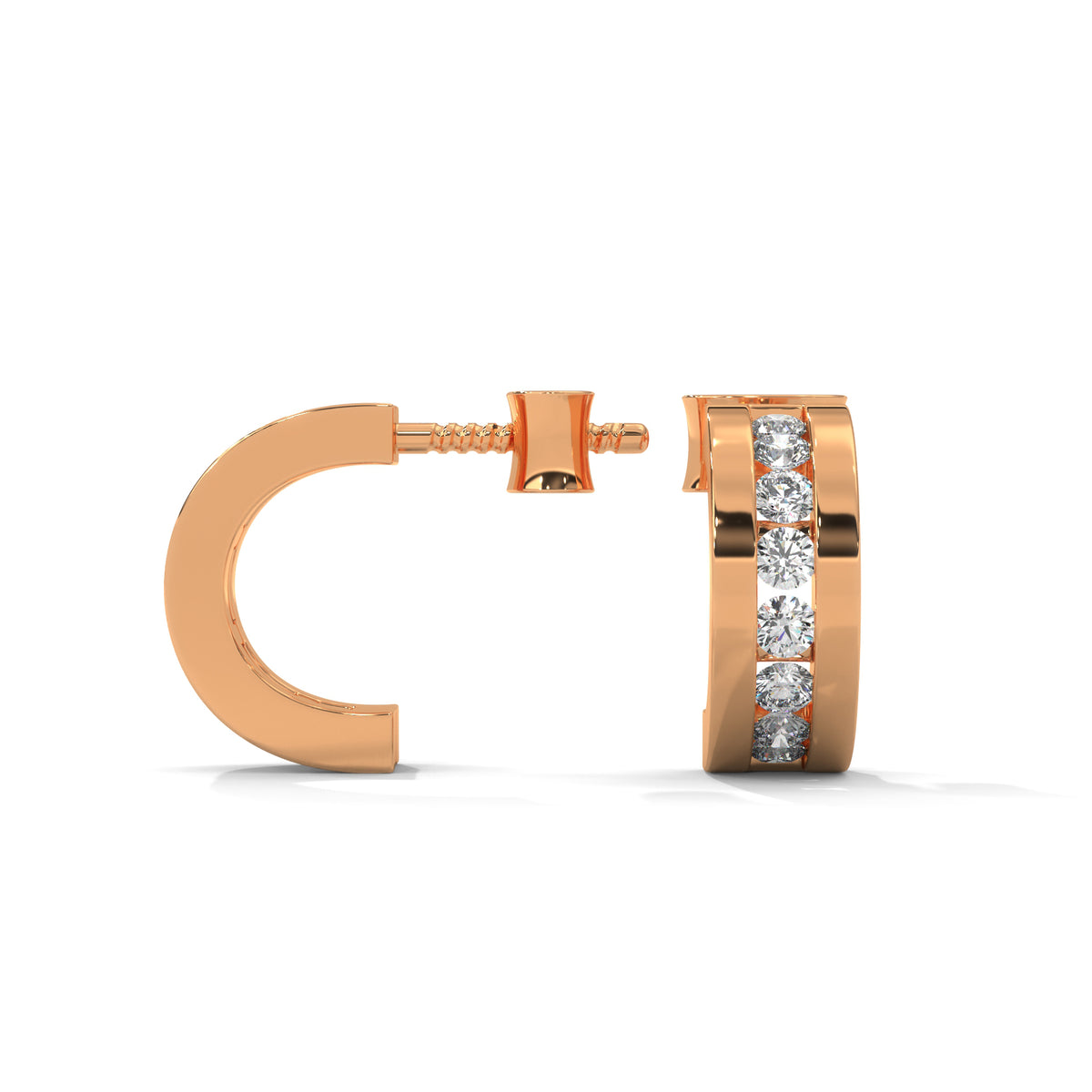 Brilliant Row Huggie Earrings