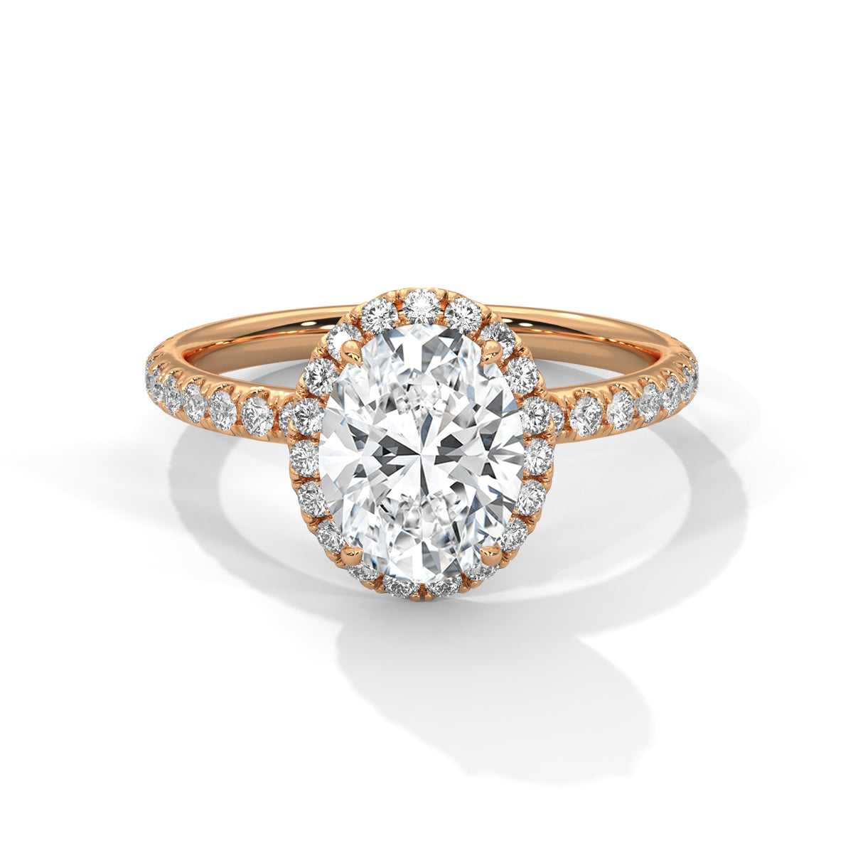 Lumière Oval Halo Solitaire Ring