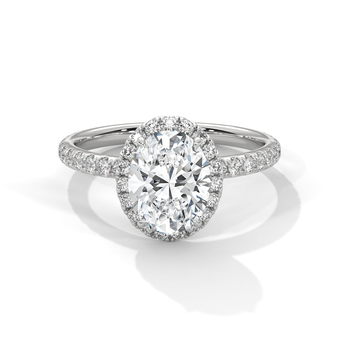 Lumière Oval Halo Solitaire Ring