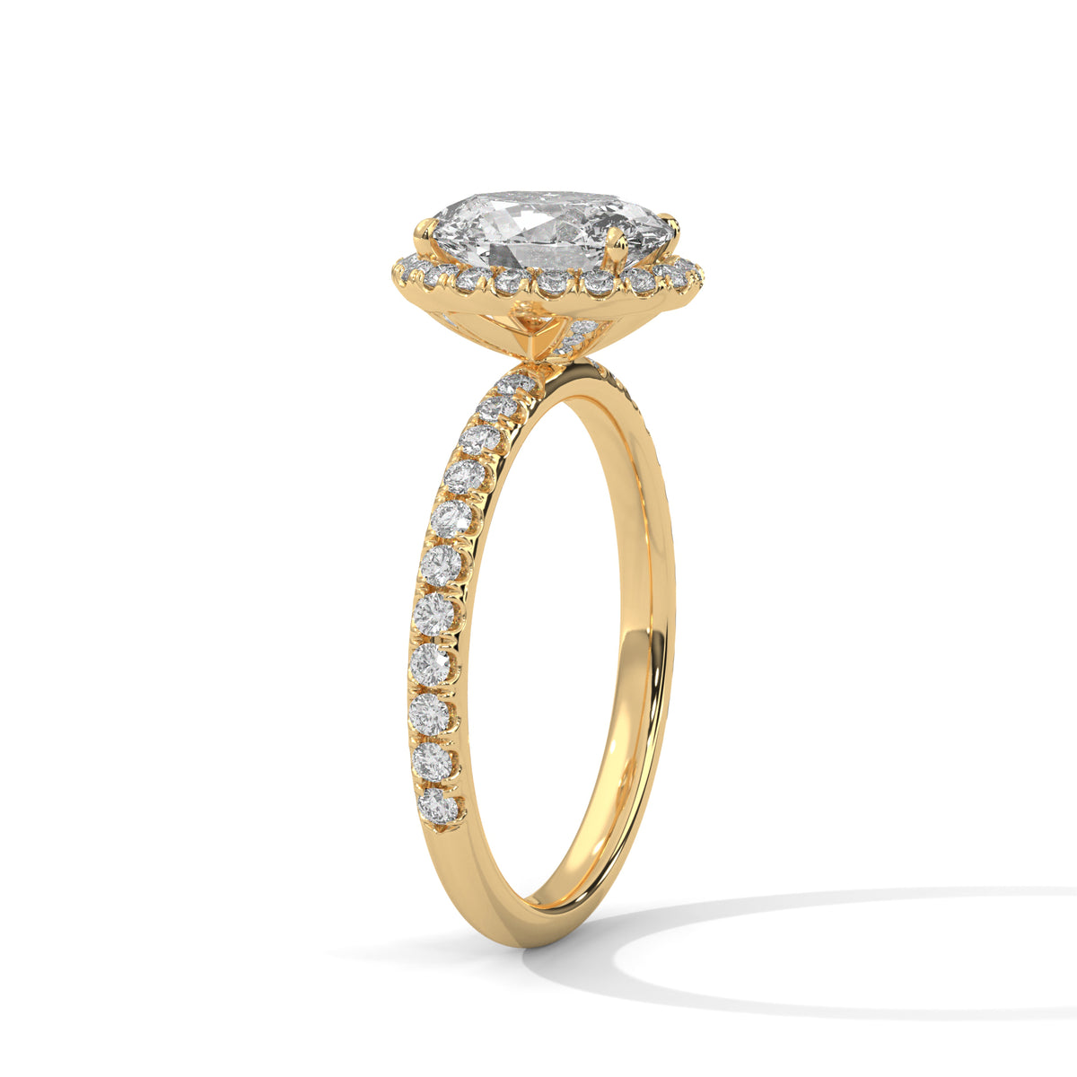 Lumière Oval Halo Solitaire Ring