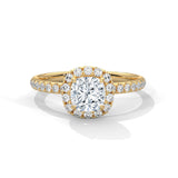 Cushion Halo Bloom Solitaire Ring