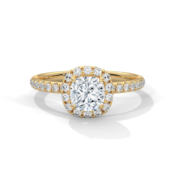 Cushion Halo Bloom Solitaire Ring