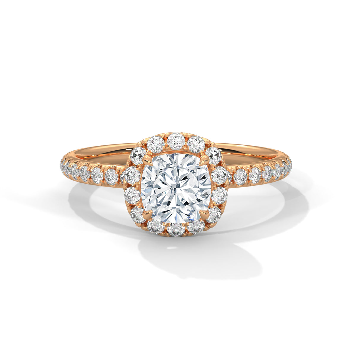Cushion Halo Bloom Solitaire Ring