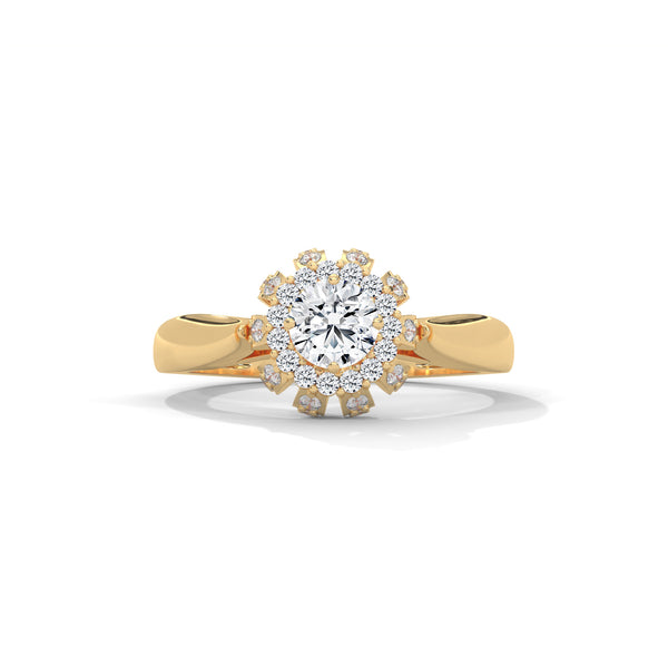 Snowflake Halo Solitaire Ring
