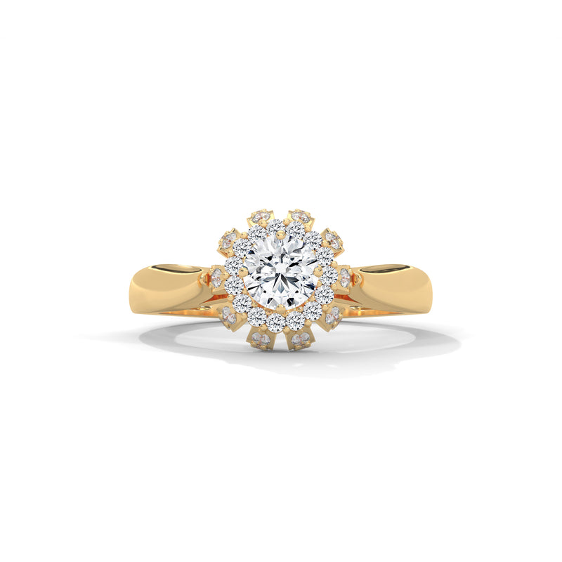 Snowflake Halo Solitaire Ring