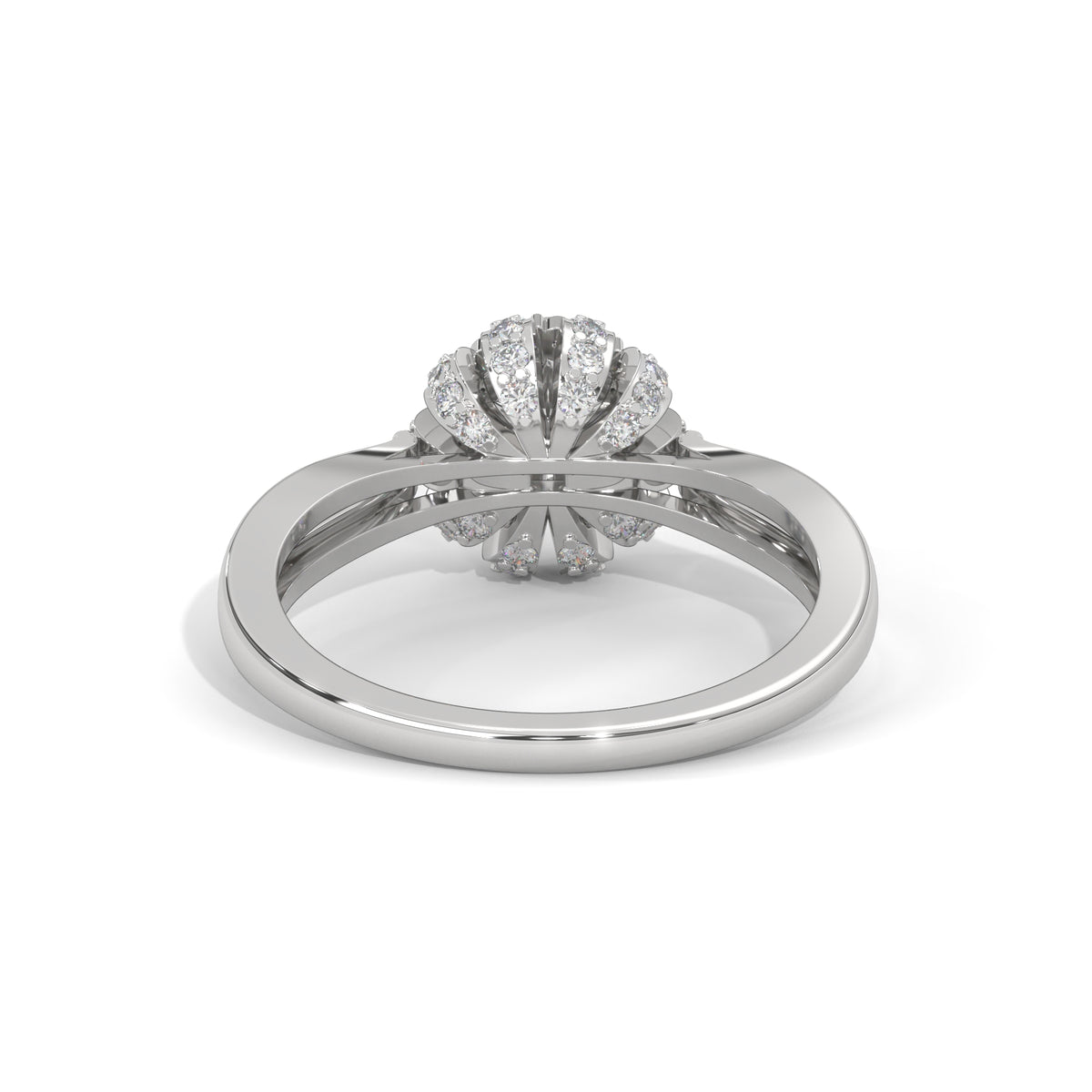 Snowflake Halo Solitaire Ring