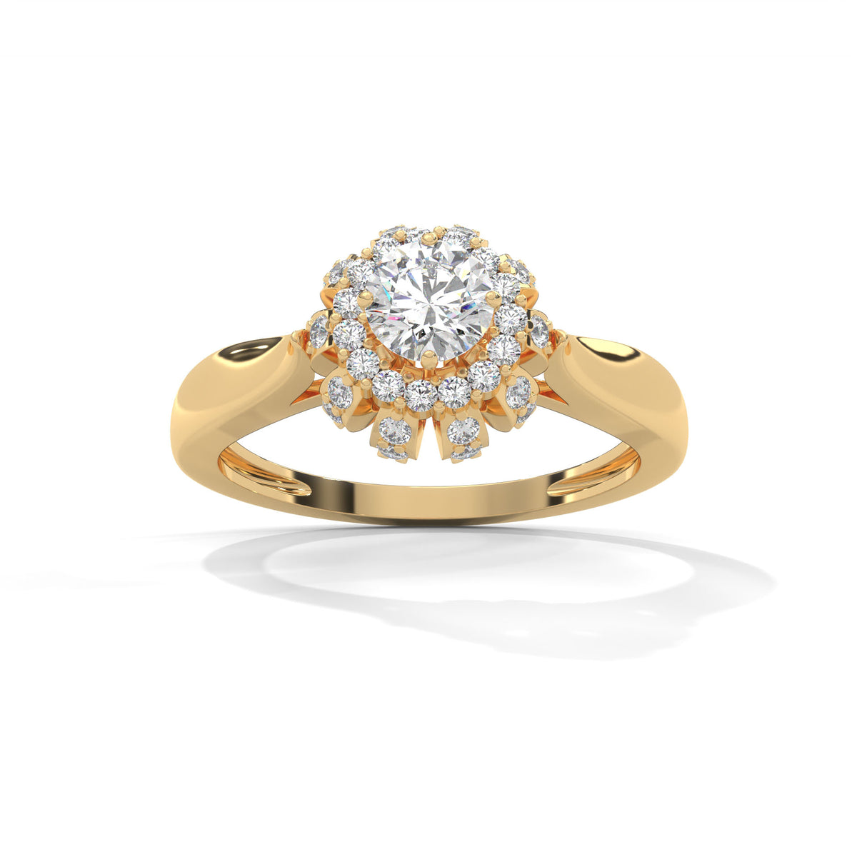 Snowflake Halo Solitaire Ring
