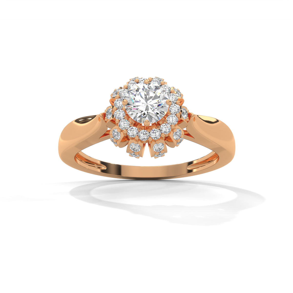 Snowflake Halo Solitaire Ring