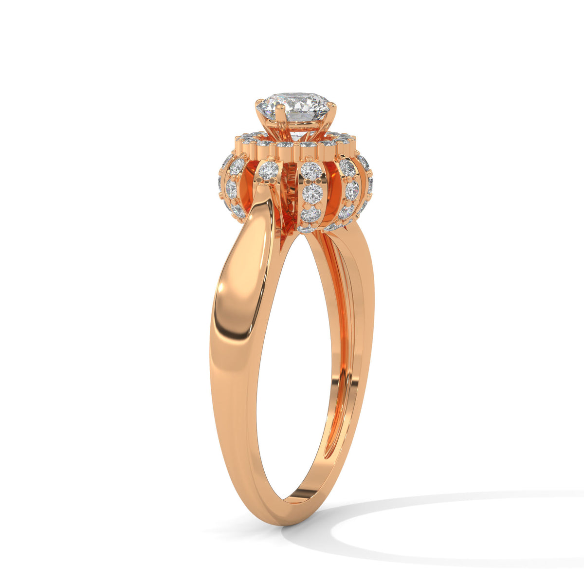 Snowflake Halo Solitaire Ring