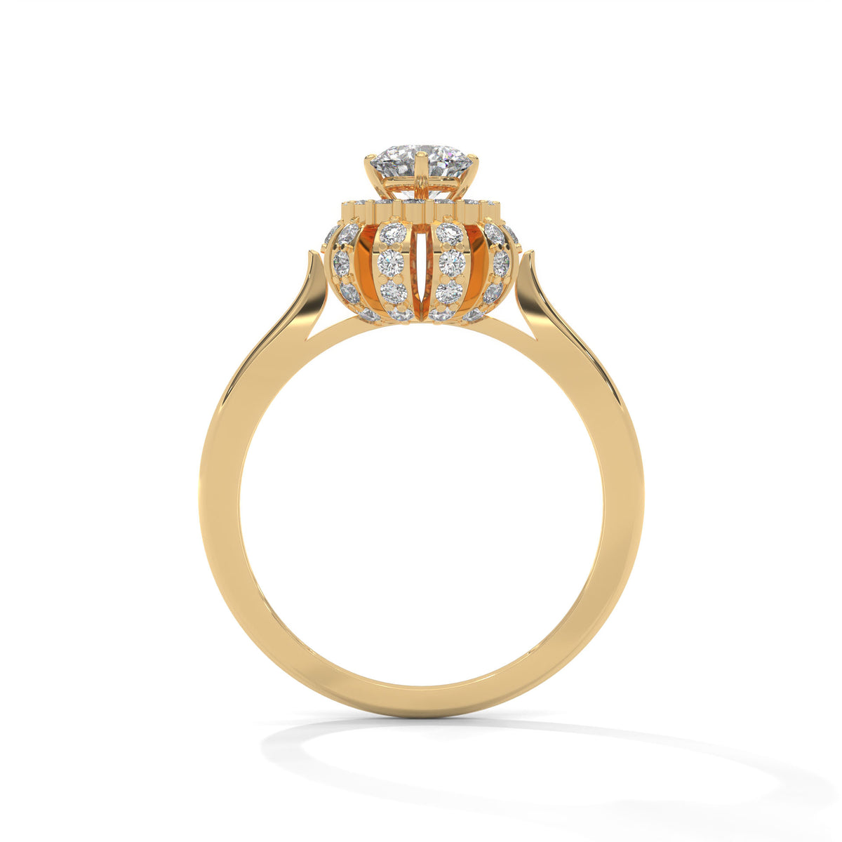 Snowflake Halo Solitaire Ring