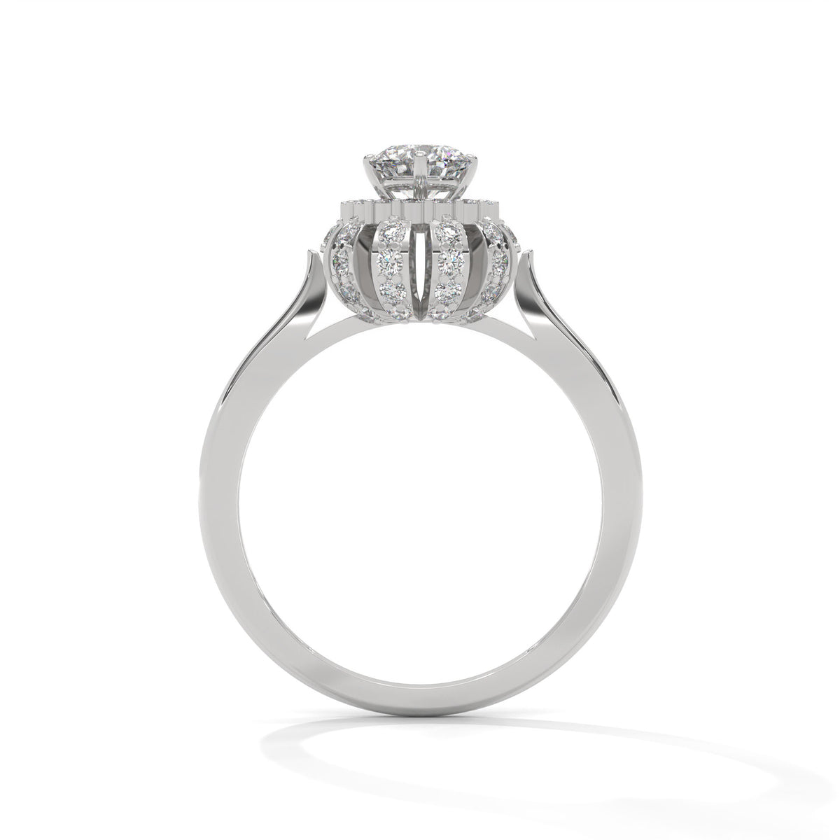 Snowflake Halo Solitaire Ring